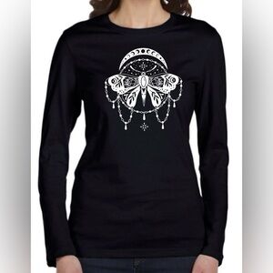 NWT Moon Butterfly Crystal Women’s Long Sleeve Black L Cotton Top